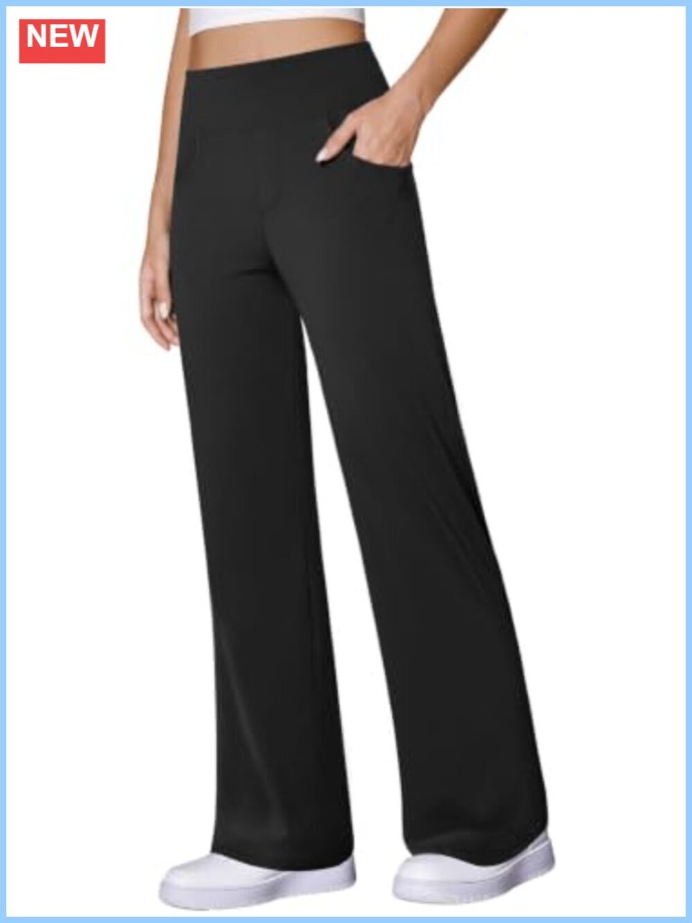 Wide Leg Yoga Pants with Pockets High Waist Tummy Control Work Sweatpants